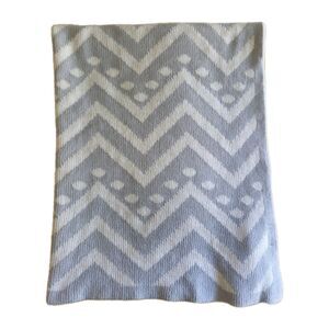 Harper Canyon Gray White Baby Blanket Chenille Chevron Stripe Polka Dot 30'x38'